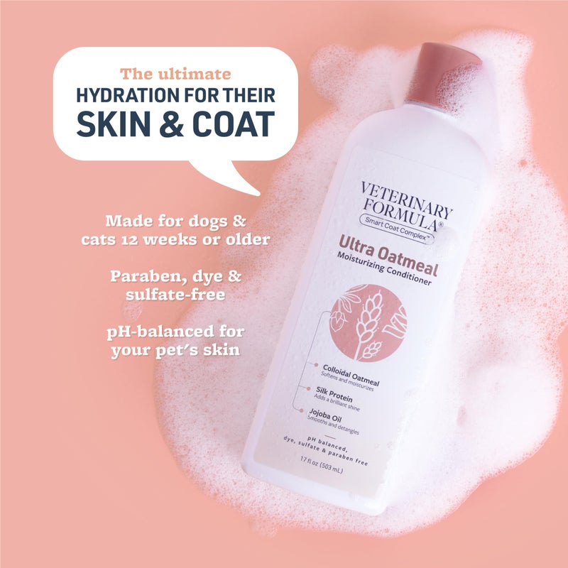 Veterinary Formula Smart Coat Complex Ultra Oatmeal Moisturizing Conditioner for Dogs, 17 Fl oz â€“ with Colloidal Oatmeal & Jojoba â€“ Leaves Coat Soft, Shiny, Hydrated, Strong, with Long-Lasting Scent - Image 3